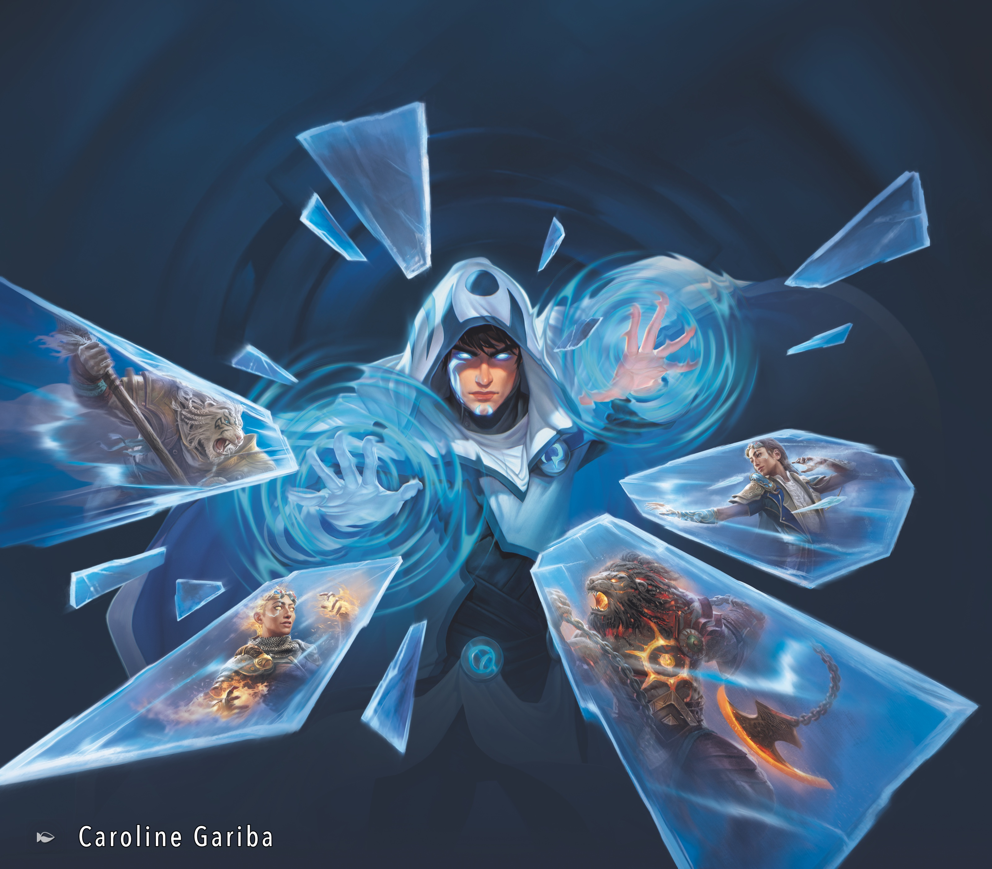 Jace navigating fractured realities, illustrated by Caroline Gariba